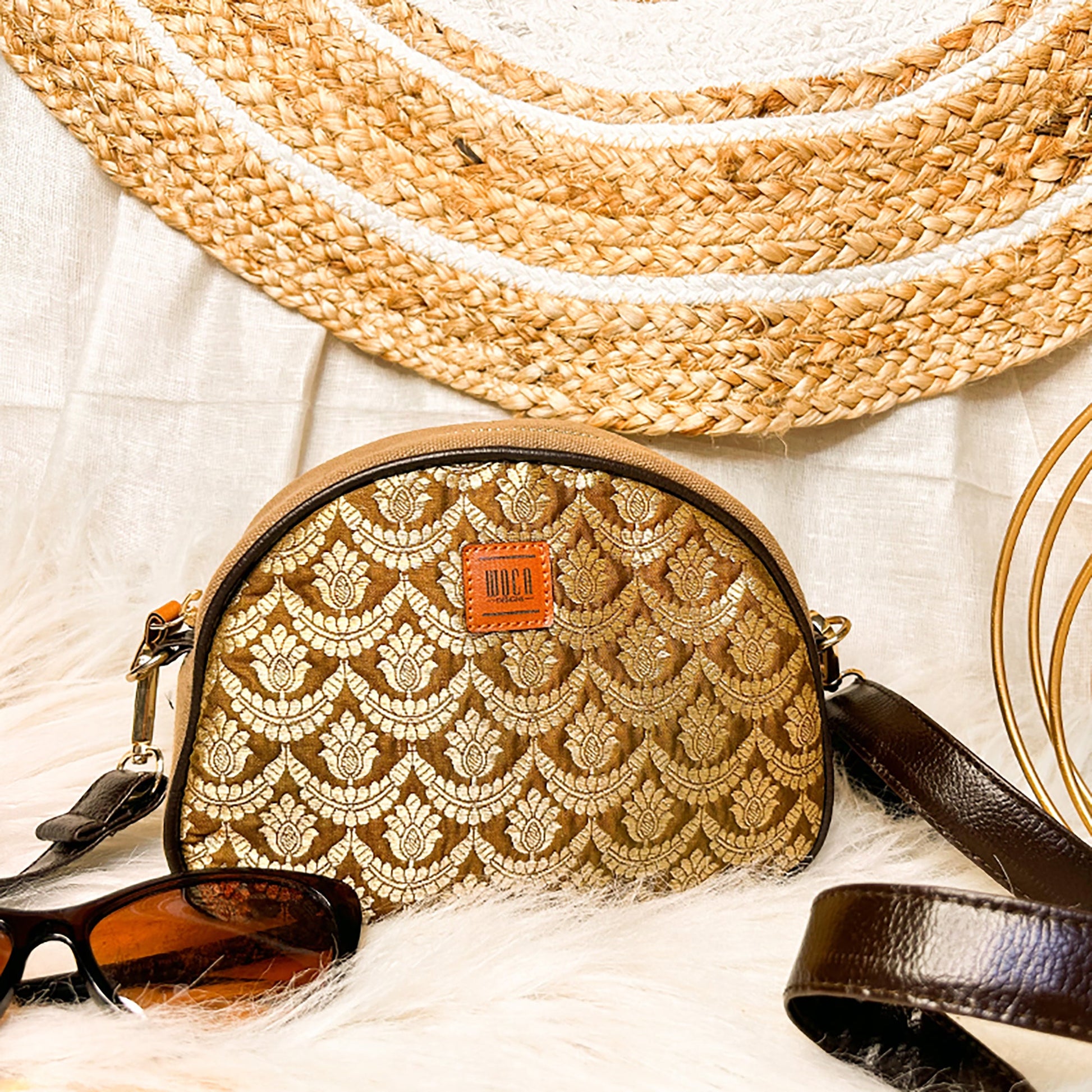 Brown - Kahani Banarasi Silk Sling Bag