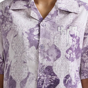 F A R A K | PURPLE ABSTRACT SHIRT { PURPLE/WHITE