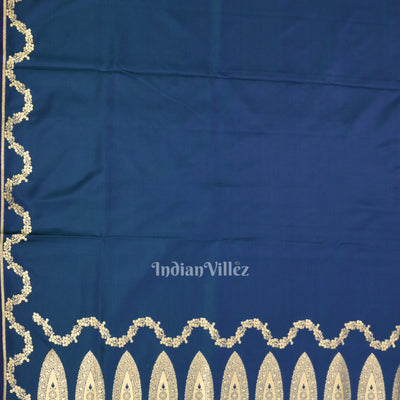 Blue Dual Tone Soft Pure Mashru Satin Silk Banarasi Saree