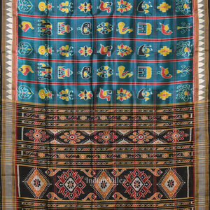 Teal Blue Nabakothi Odisha Ikat Khandua Silk Saree