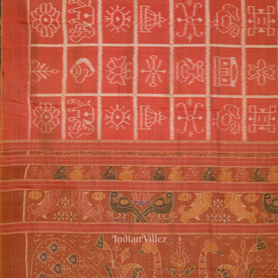Peach Pink Nabakothi Contemporary Designer Silk Saree