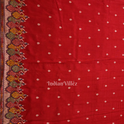 Deep Red Nartaki Theme Tussar Banarasi Handloom Silk Saree
