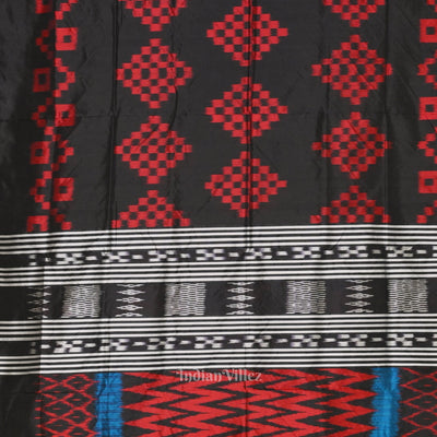 Black Red Pasapali Odisha Ikat Contemporary Designer Saree