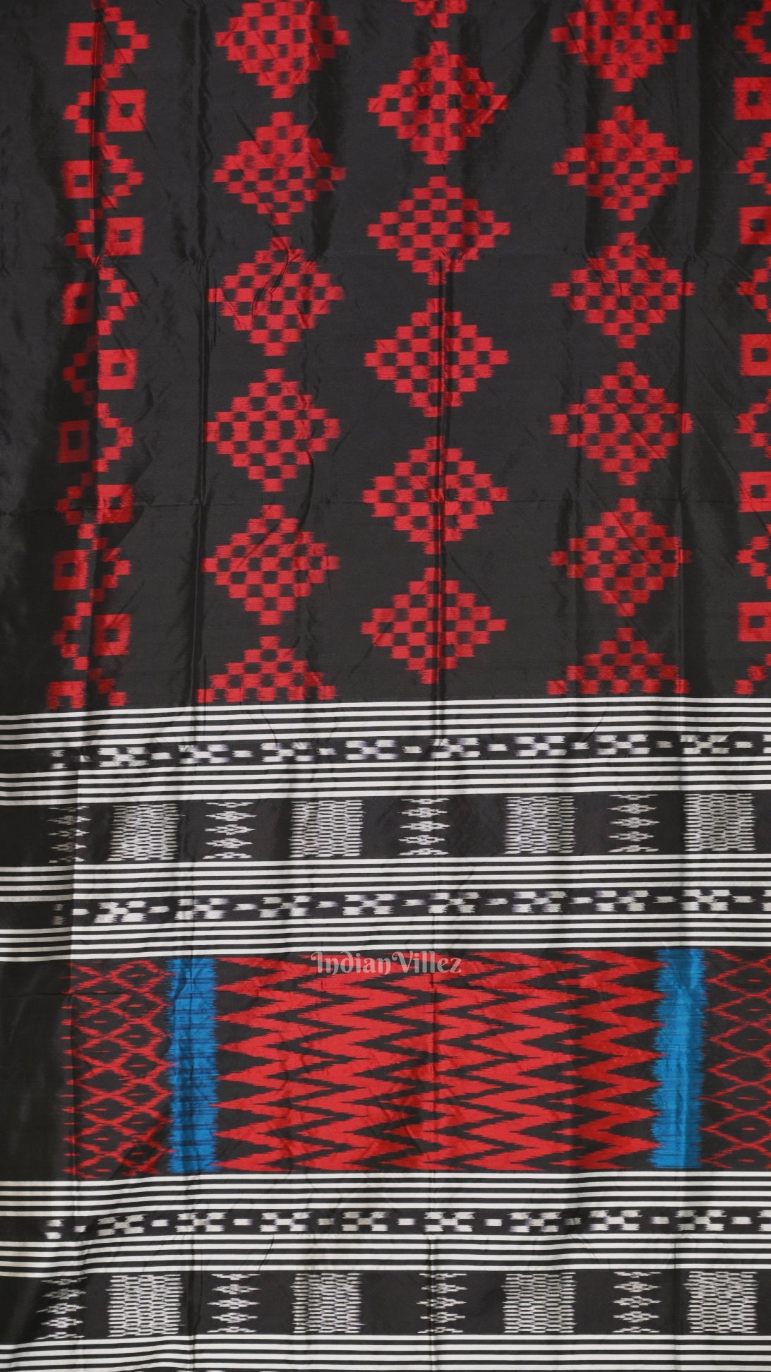 Black Red Pasapali Odisha Ikat Contemporary Designer Saree