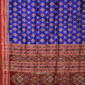 Blue Red Body Pasapali Odisha Ikat Khandua Silk Saree
