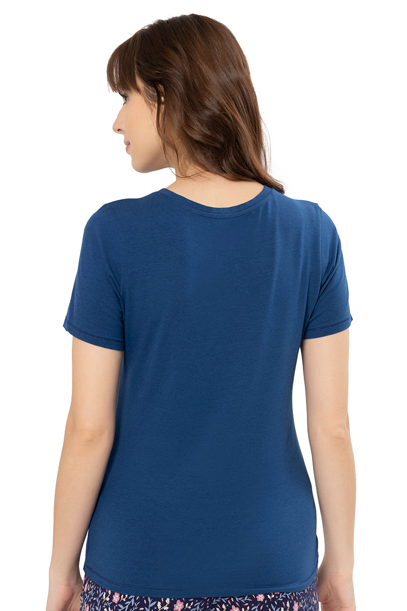 Scoop Neck Sleep Tee - Navy Peony