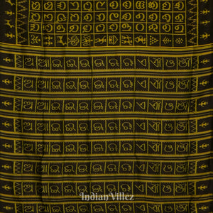 Black  Neon Odia Barnamala Contemporary Silk Saree