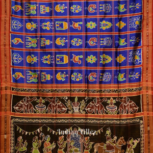 Blue Nabakothi Odisha Ikat Khandua Silk Saree