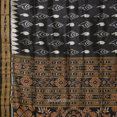 Black Sankha Motif Odisha Ikat Khandua Silk Saree