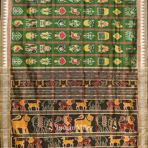 Green Nabakothi Odisha Ikat Khandua Silk Saree