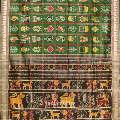 Green Nabakothi Odisha Ikat Khandua Silk Saree