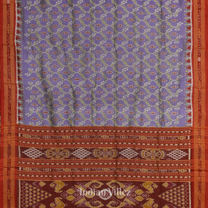 Ash Grey Odisha Ikat Khandua Silk Saree