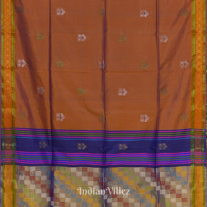 Fire Flame With Blue Pure Bishnupuri Silk Saree