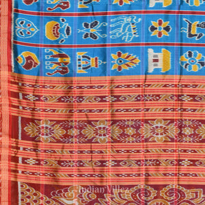 Surf Blue with Red Odisha Ikat Nabakothi Khandua Silk Saree