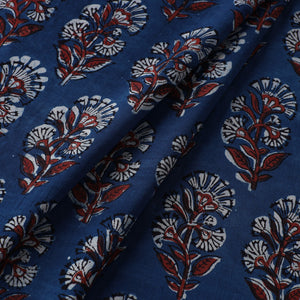 Blue - Dabu Bagru Block Print Cotton Fabric 02