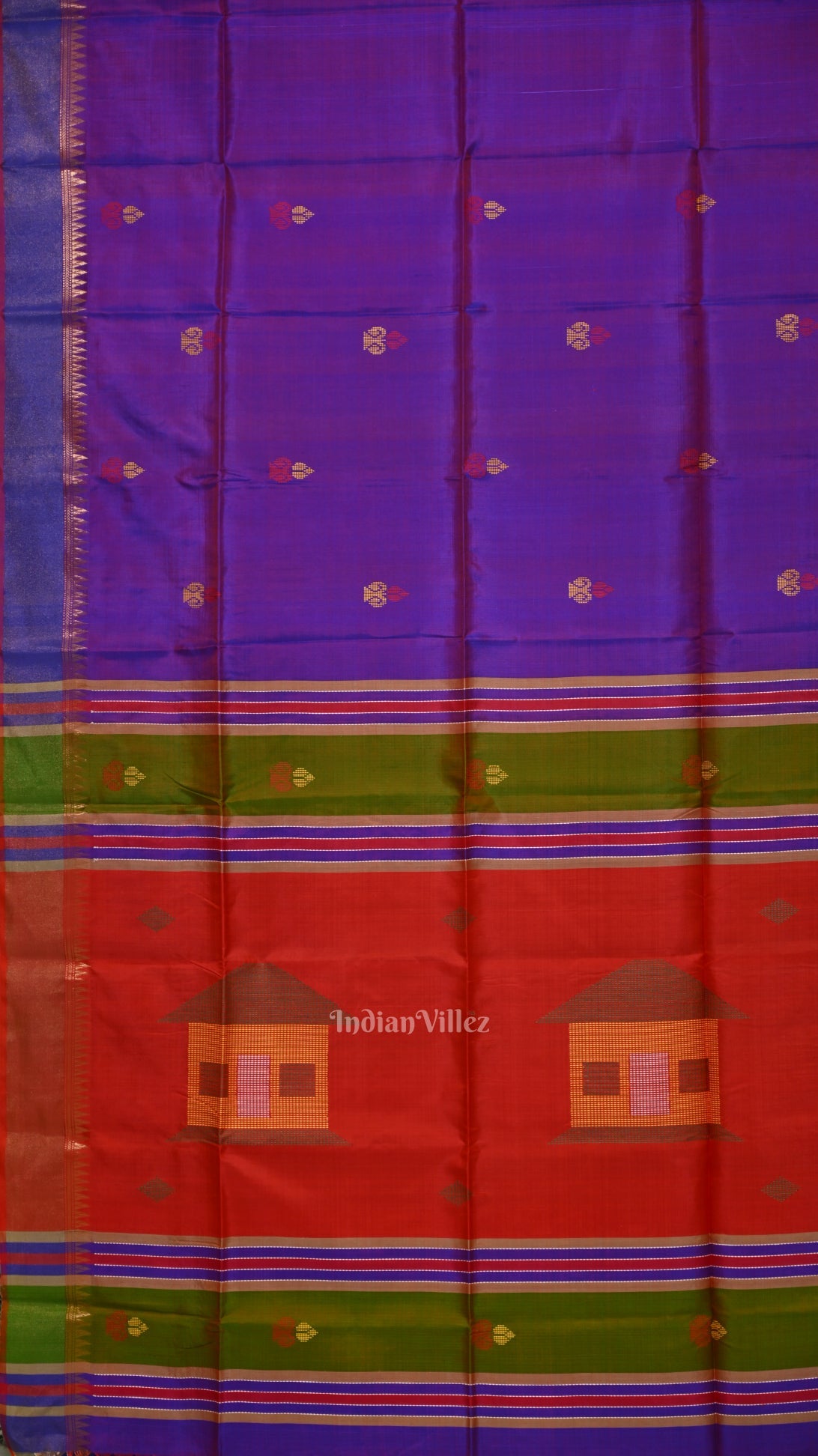 Purple Red Pure Bishnupuri Silk Saree