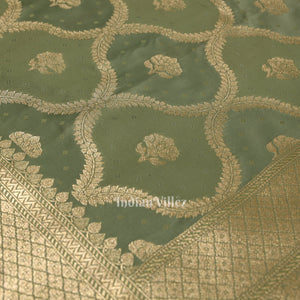 Ash Grey Rangkart Mashru Satin Silk Banarasi Saree