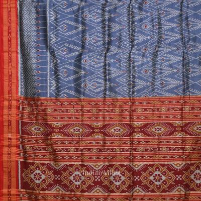 Blue Gray Odisha Ikat Khandua Silk saree