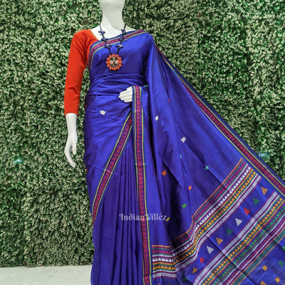 Deep Blue Dongaria Aanchal Odisha Ikat Contemporary Silk saree