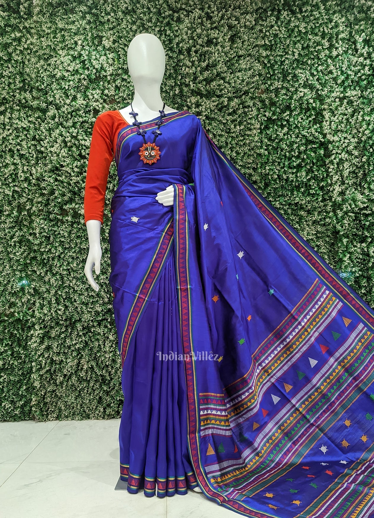 Deep Blue Dongaria Aanchal Odisha Ikat Contemporary Silk saree