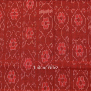 Deep Maroon Floral Theme Sambalpuri Ikat Cotton Fabric