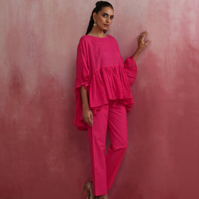 trueBrowns Pink Cotton Dobby Co-ord set