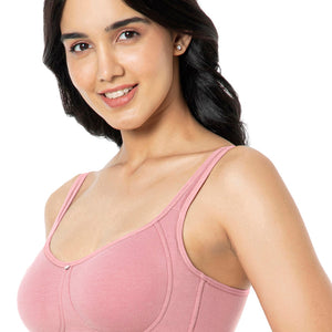 Cotton Super Support Solid Non Padded Non-Wired Bra - Mesa Rose