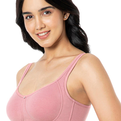 Cotton Super Support Solid Non Padded Non-Wired Bra - Mesa Rose
