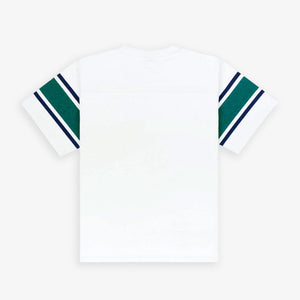 SPORTY & RICH | WELLNESS 94 RUGBY TEE { WHITE/ALPINE/NAVY
