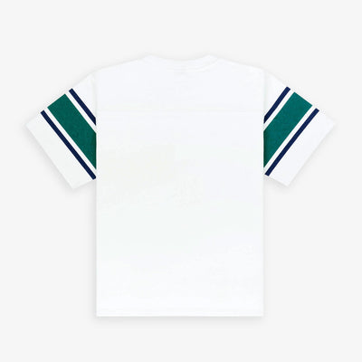 SPORTY & RICH | WELLNESS 94 RUGBY TEE { WHITE/ALPINE/NAVY