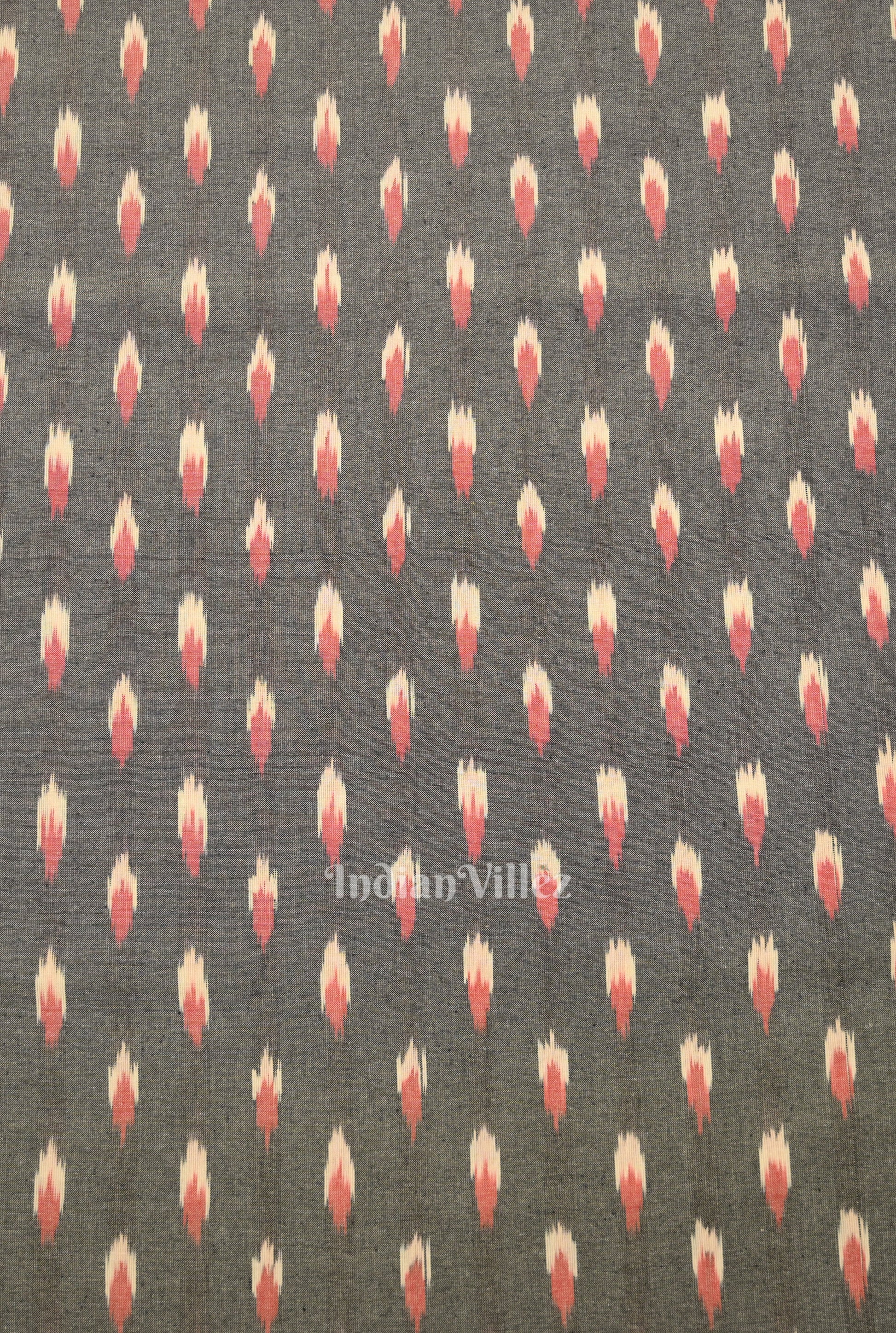 Light Grey Pochampally Ikat Cotton Fabric