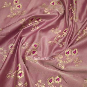 Baby Pink Soft Pure Mashru Satin Silk Banarasi Saree