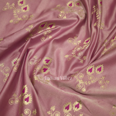 Baby Pink Soft Pure Mashru Satin Silk Banarasi Saree