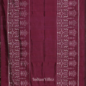 Wine Color Tribal Theme Sambalpuri Silk Saree