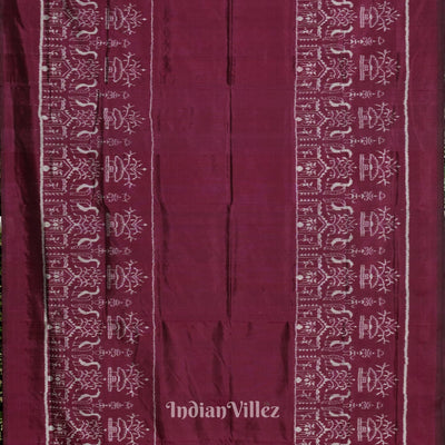 Wine Color Tribal Theme Sambalpuri Silk Saree