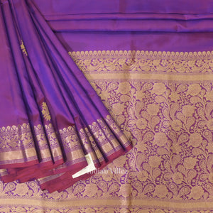 Purple Dual Tone Katan Banarasi Silk Saree