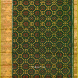 Green  Pochampally Ikat Sico (Silk & Cotton) Saree with Zari Border