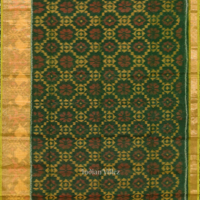 Green  Pochampally Ikat Sico (Silk & Cotton) Saree with Zari Border