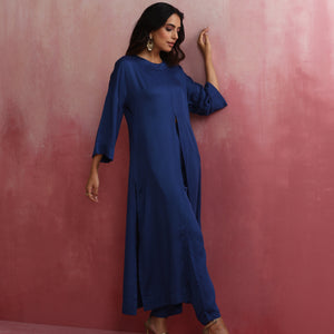 trueBrowns Blue Modal Front Slit Kurta set
