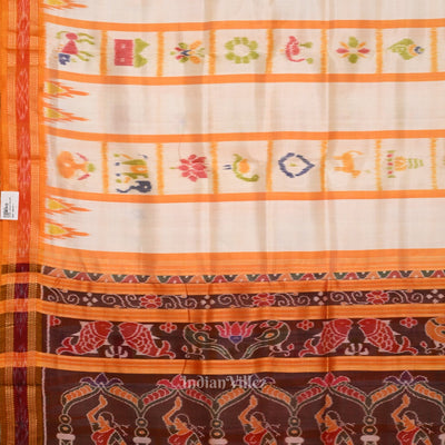 White Yellow Nabakothi  Khandua Silk Saree