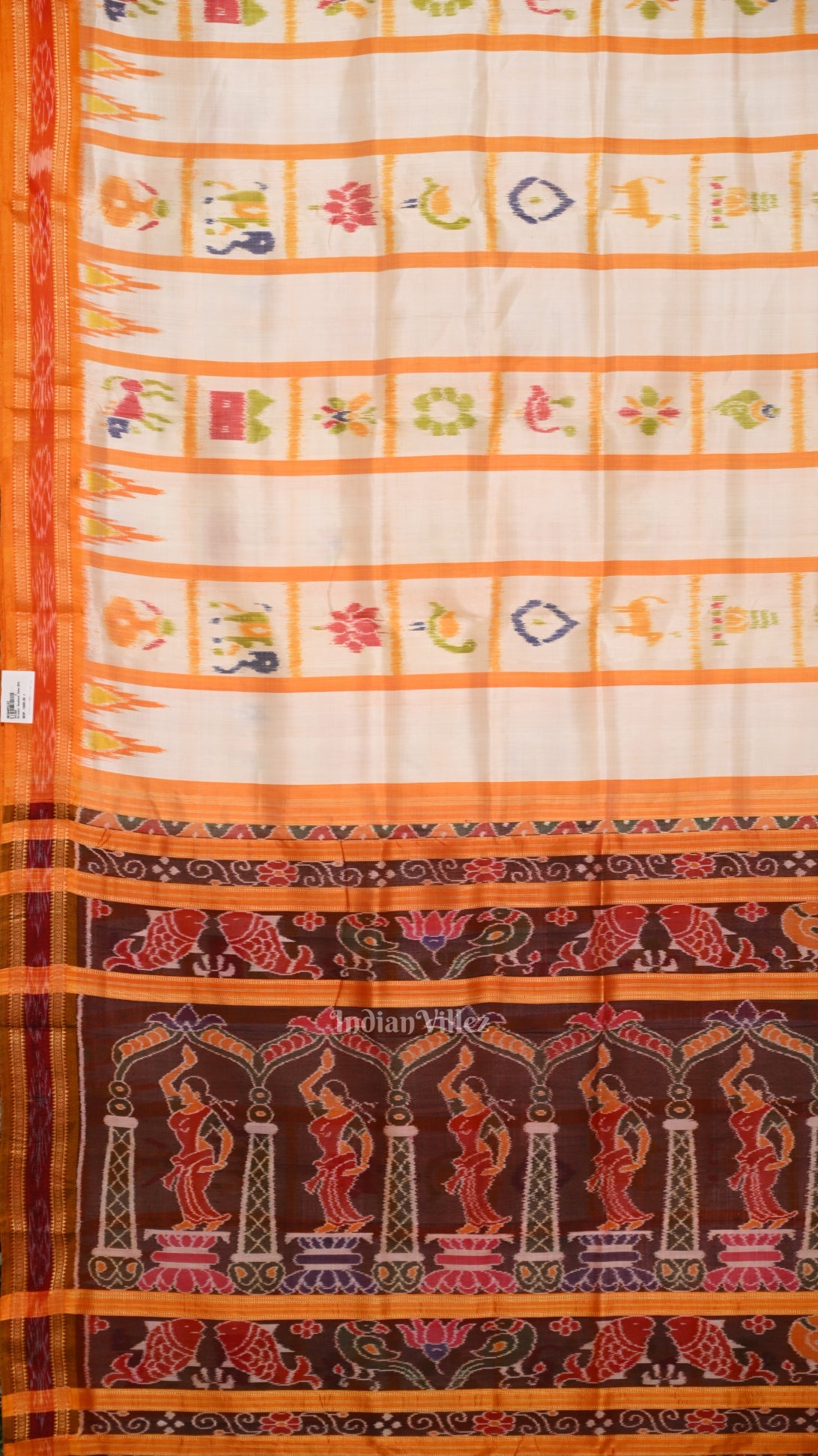 White Yellow Nabakothi  Khandua Silk Saree