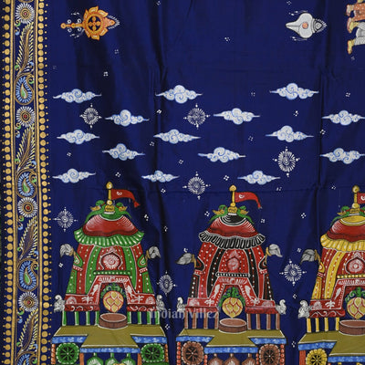Blue Shree Jagannath Ratha Yatra Hand-Painted Pattachitra Saree (Pre Order)