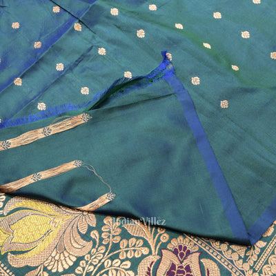 Peacock Blue Designer Pure Banarasi Katan Silk Saree