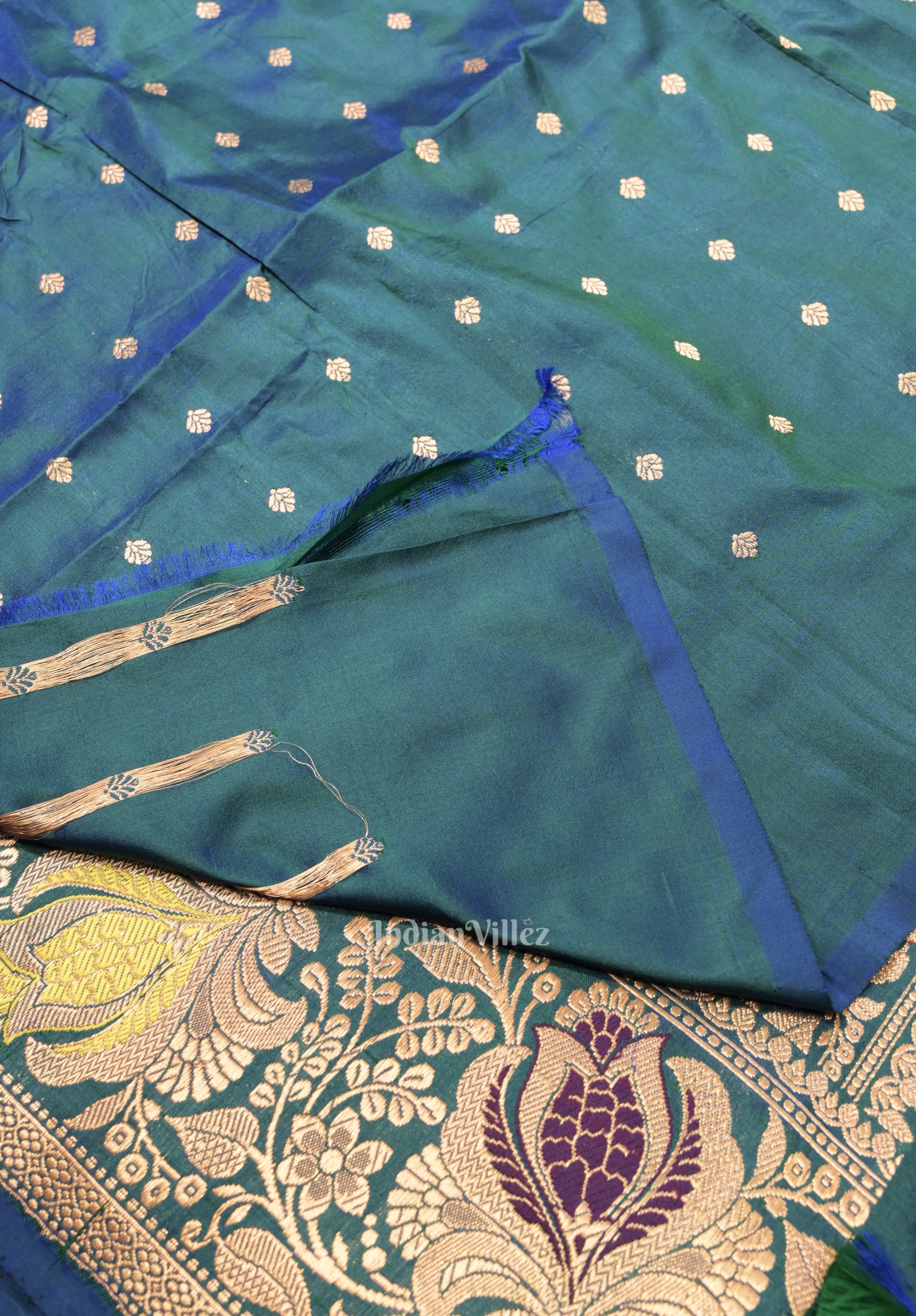 Peacock Blue Designer Pure Banarasi Katan Silk Saree