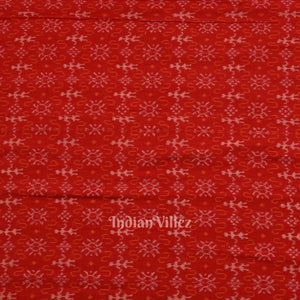 Red Tribal Theme Sambalpuri Ikat Cotton Fabric