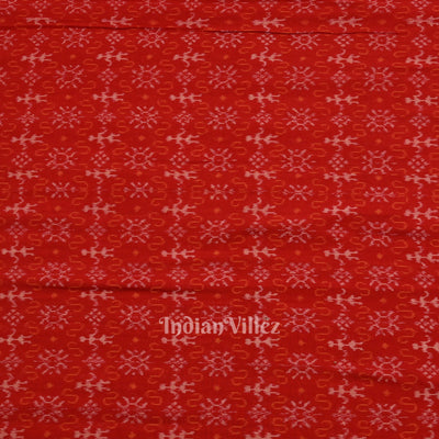 Red Tribal Theme Sambalpuri Ikat Cotton Fabric