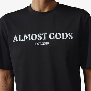 ALMOST GODS | CRACKED LOGO RELAXED TEE { BLACK