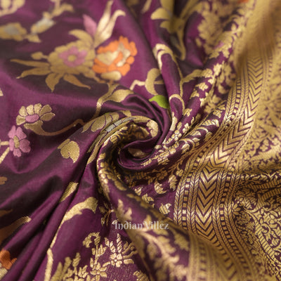 Purple Meenakari Banarasi Katan Silk Saree