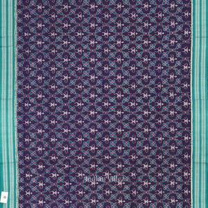 Blue Green Tribal Theme Odisha Sambalpuri Pure Cotton Saree