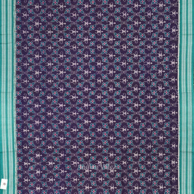 Blue Green Tribal Theme Odisha Sambalpuri Pure Cotton Saree